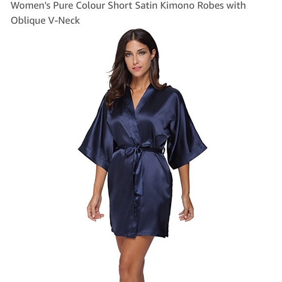 dark blue silk robe